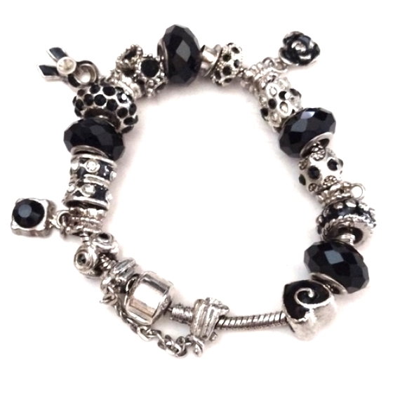 Jewelry - PRICE DROP! STERLING SILVER .925 SNAKE BRACELET W/ VARIOUS CHARMS & LOCK CHARM